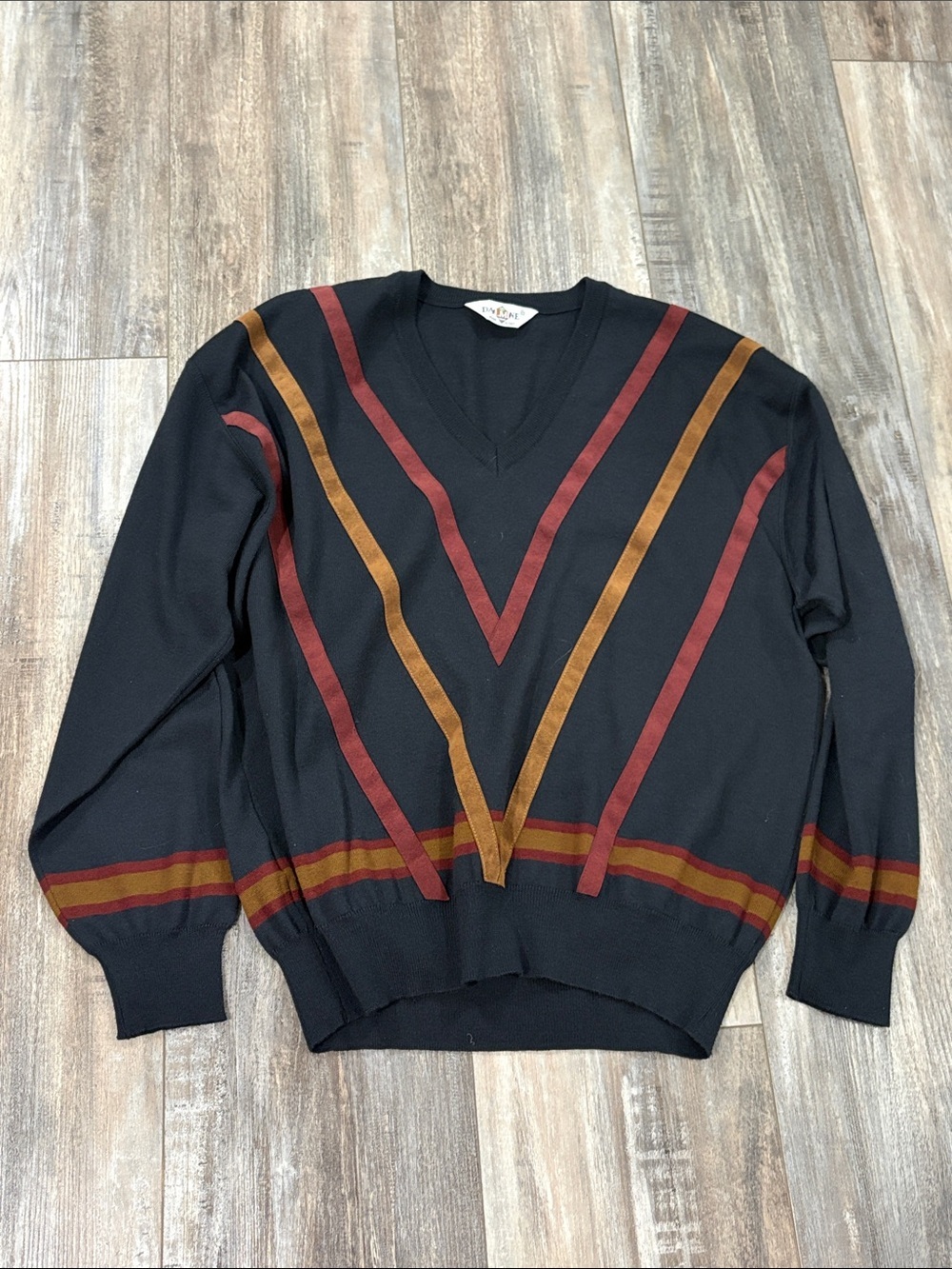 Dalmine Uomo Italian merino wool v-neck sweater XL